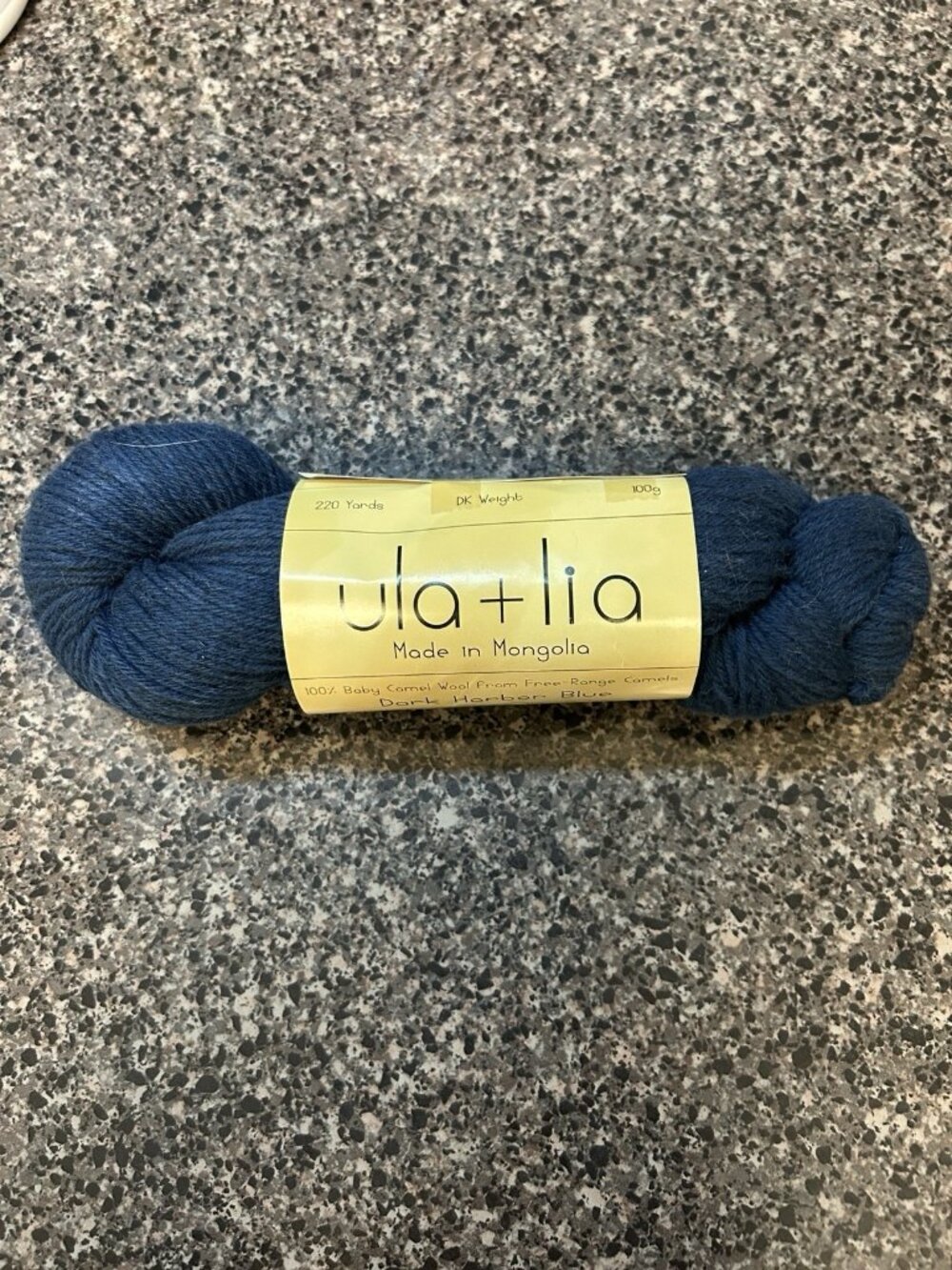 Ula + Lia 100% Baby Camel Wool Free-Range Camels 220yds DK weight 100g Dark Blue